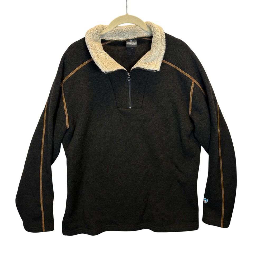 Kuhl Europa Mens 1/4 Zip Fleece Pullover Brown Large Sherpa Collar